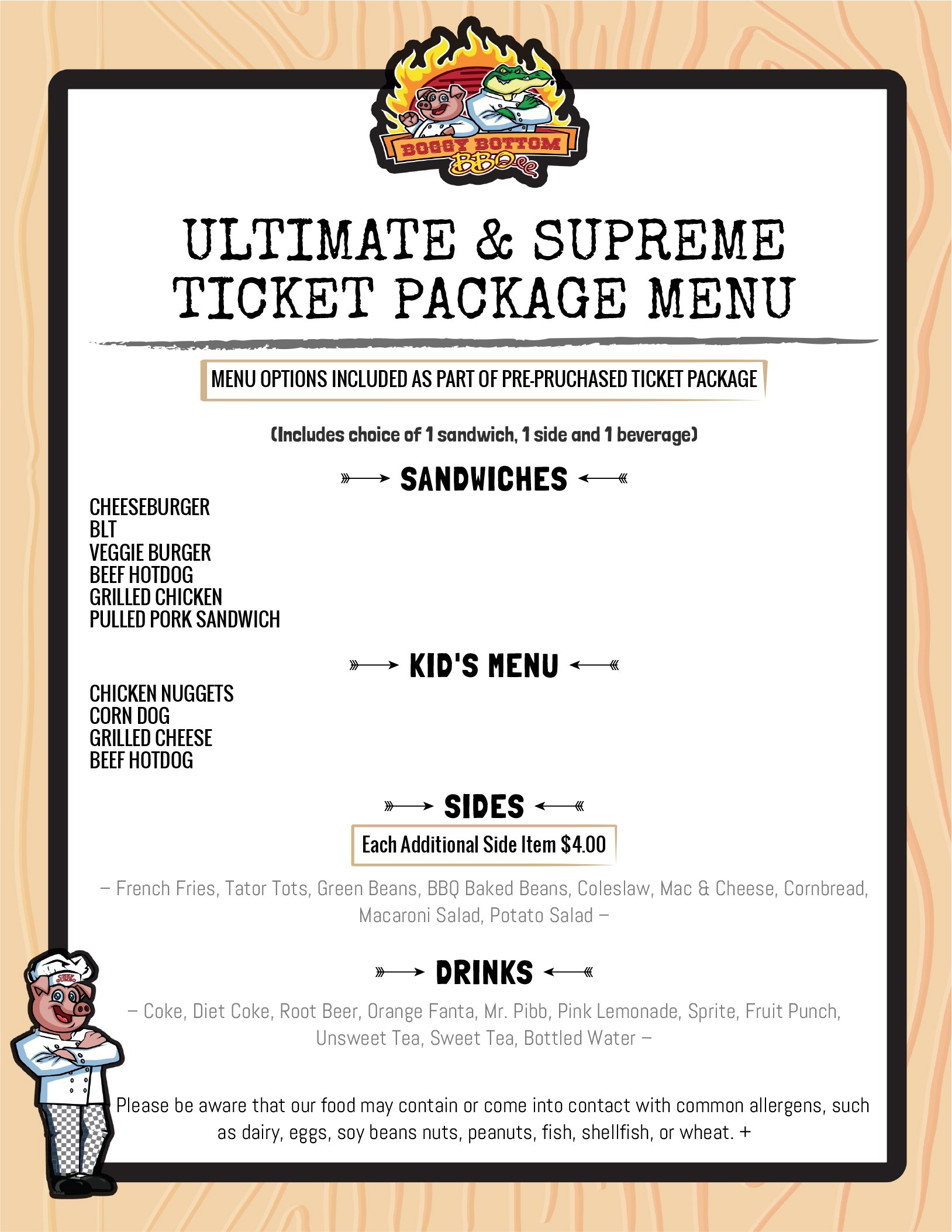 untimate and supreme tick package menu image